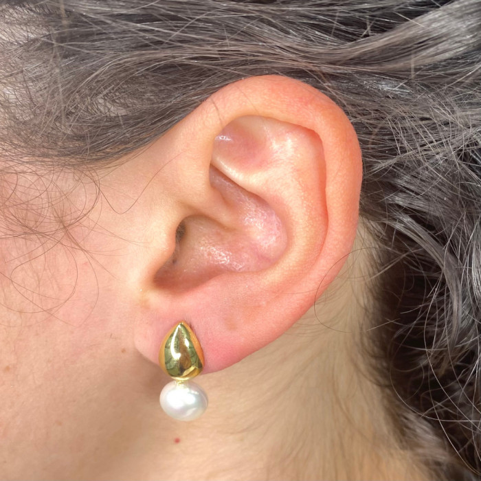PENDIENTES ORO GOTA CON PERLAS 2