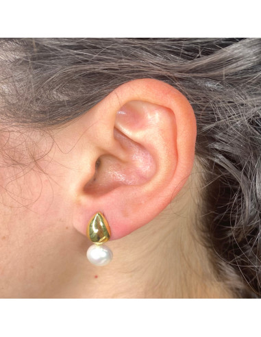 PENDIENTES ORO GOTA CON PERLAS