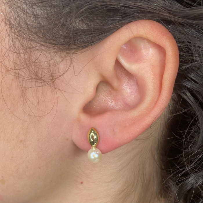 PENDIENTES EN ORO GOTA CON PERLAS 2