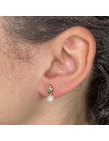 PENDIENTES EN ORO GOTA CON PERLAS