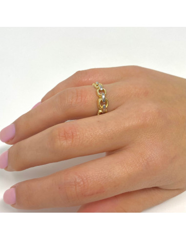 ANILLO EN ORO ESLABONES BICOLOR