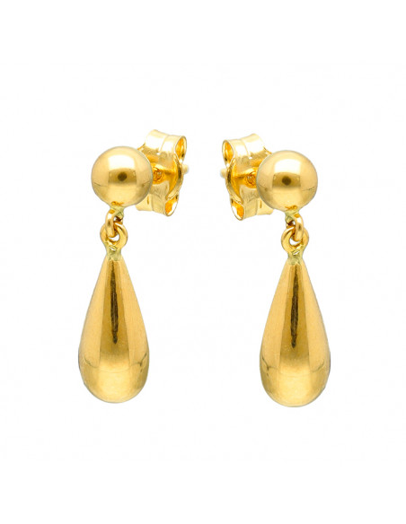 PENDIENTES EN ORO  BOLA  Y GOTA LARGOS