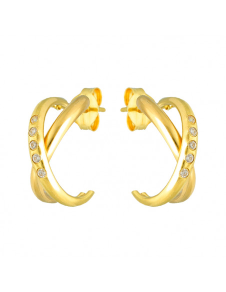 PENDIENTES EN ORO SEMI ARO DOS BANDAS CIRCONITAS