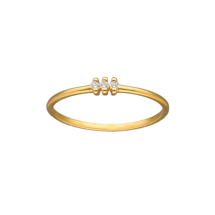 ANILLO EN ORO TRES CIRCONITAS EN GARRA BLANCAS