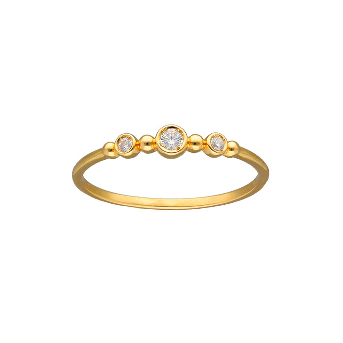 ANILLO EN ORO TRES CIRCONITAS REDONDAS BLANCAS