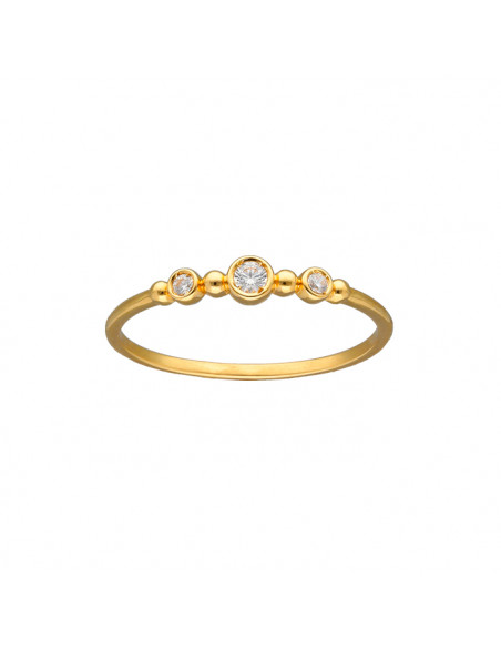 ANILLO EN ORO TRES CIRCONITAS REDONDAS BLANCAS