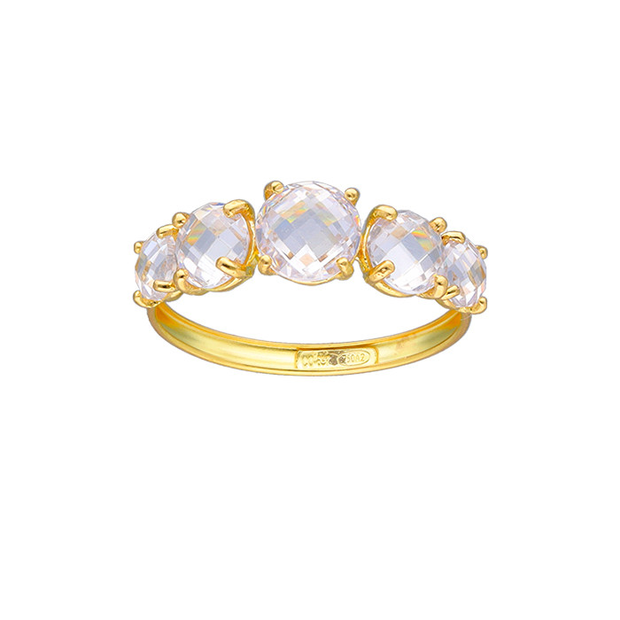ANILLO EN ORO CON CINCO CIRCONITAS BLANCAS EN GARRA