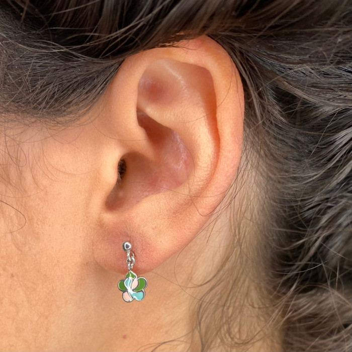 PENDIENTES EN PLATA LARGOS FLOR COLORES PETALOS 2