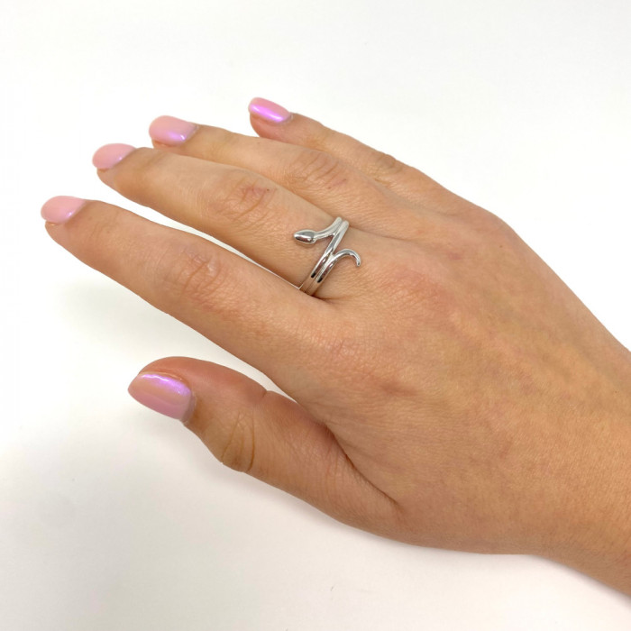 ANILLO EN PLATA SERPIENTE DOBLE LISA 2