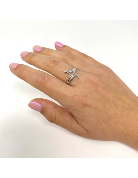 ANILLO EN PLATA SERPIENTE DOBLE LISA