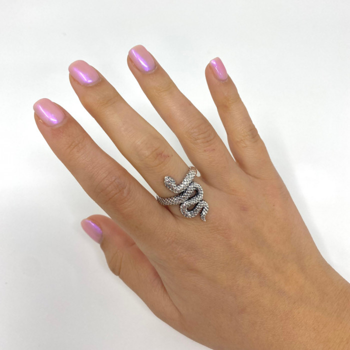 ANILLO EN PLATA SERPIENTE ESCAMAS ONDAS 2