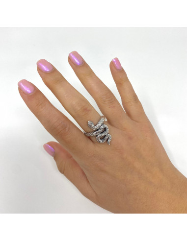 ANILLO EN PLATA SERPIENTE ESCAMAS ONDAS