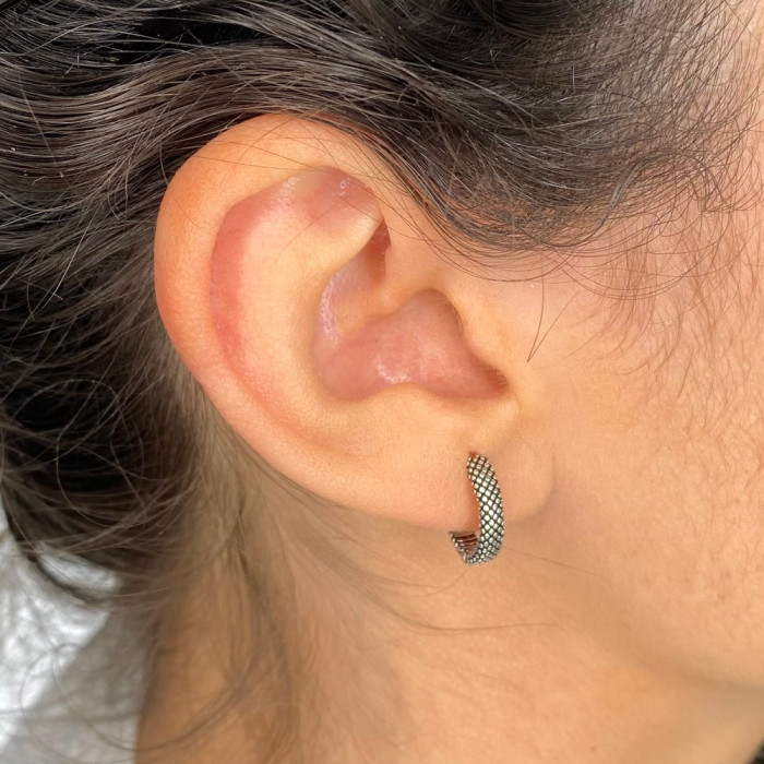 PENDIENTES EN PLATA ARO TEXTURA SERPIENTE 2