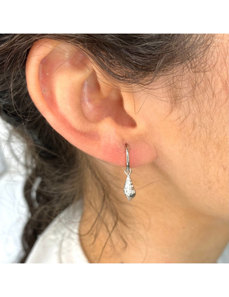 PENDIENTES EN PLATA ARO CARACOLA COLGAR