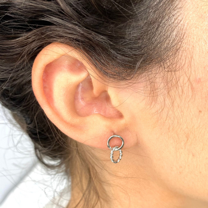 PENDIENTES LARGOS DOBLE ARO LISO TRENZA 2