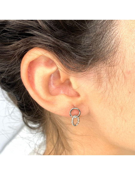 PENDIENTES LARGOS DOBLE ARO LISO TRENZA