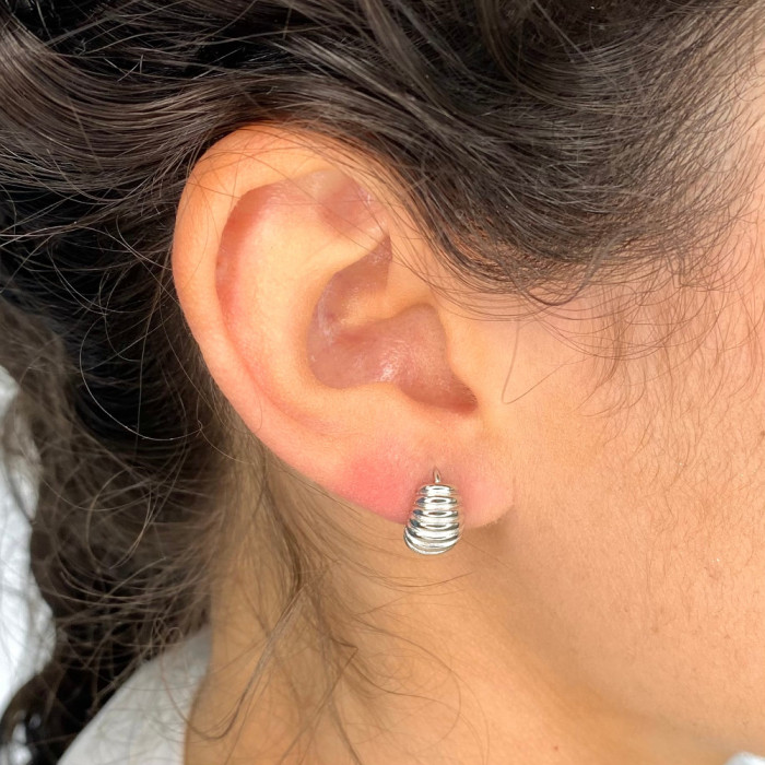 PENDIENTES EN PLATA CRIOLLA ANCHA RAYITAS 2