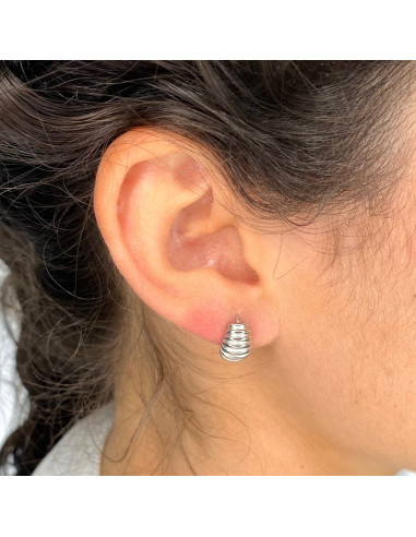 PENDIENTES EN PLATA CRIOLLA ANCHA RAYITAS