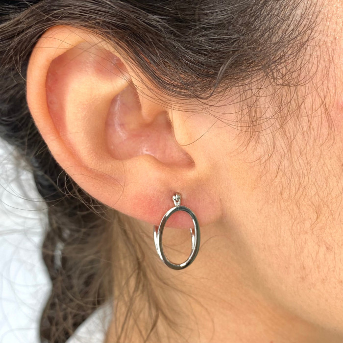 PENDIENTES LARGOS EN PLATA OVALO DOBLE 2