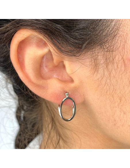 PENDIENTES LARGOS EN PLATA OVALO DOBLE