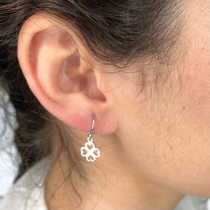 PENDIENTES EN PLATA CRIOLLA TREBOL CORAZONES 2