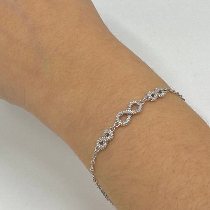 PULSERA EN PLATA CIRCONITAS 3 INFINITOS 2