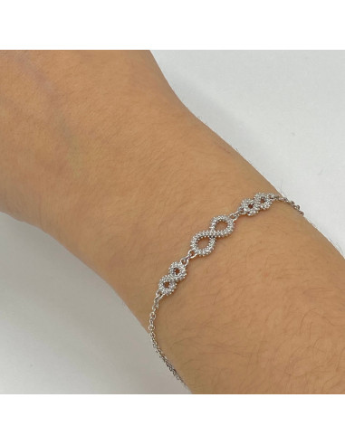 PULSERA EN PLATA CIRCONITAS 3 INFINITOS