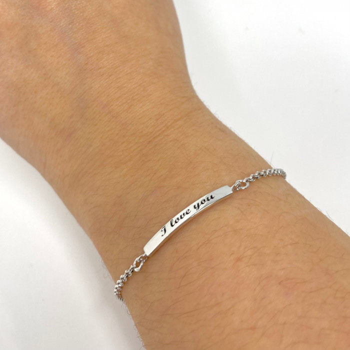 PULSERA EN PLATA ESCLAVA LOGO I LOVE YOU 2