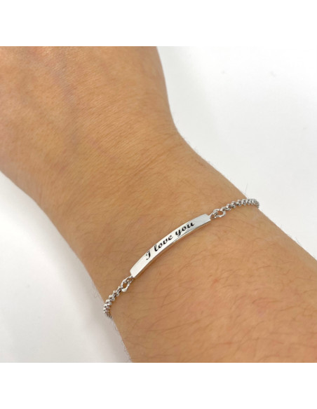 PULSERA EN PLATA ESCLAVA LOGO I LOVE YOU