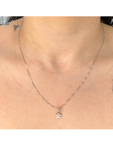 GARGANTILLA EN PLATA CADENA VENECIANA FLOR ESMALTE