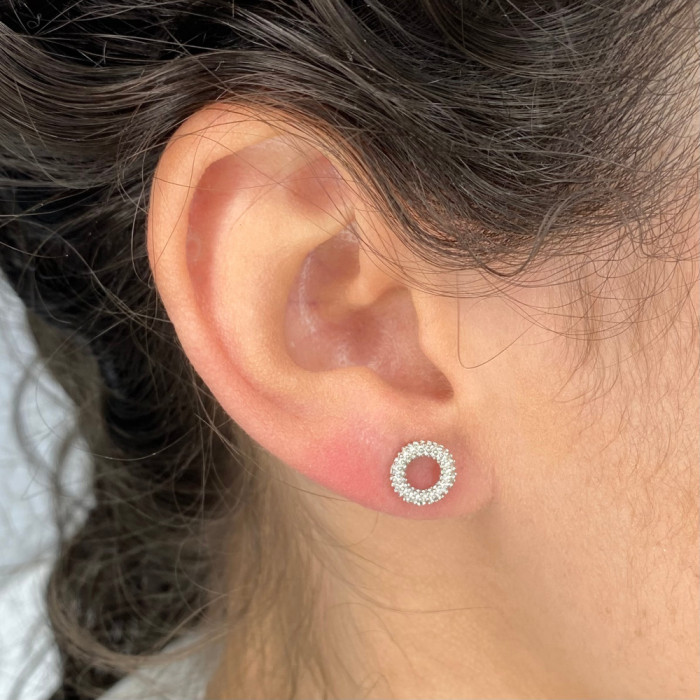 PENDIENTES EN PLATA AROS HUECOS BOLITAS 2