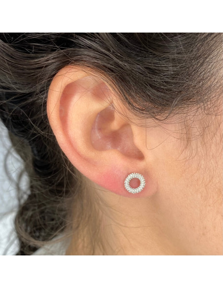 PENDIENTES EN PLATA AROS HUECOS BOLITAS