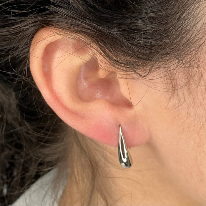 PENDIENTES EN PLATA LARGOS GOTA ALARGADA ACABADO BRILLO 2