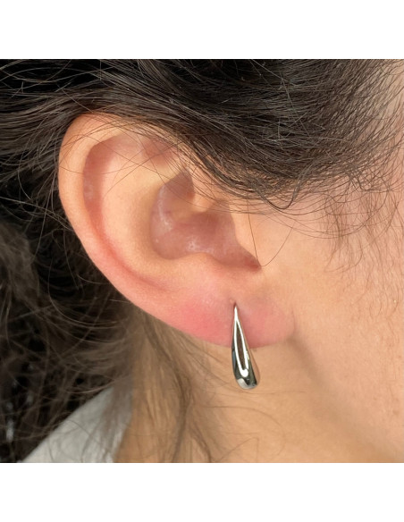PENDIENTES EN PLATA LARGOS GOTA ALARGADA ACABADO BRILLO