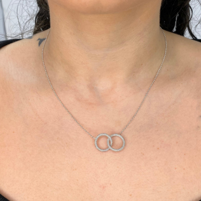 GARGANTILLA EN PLATA DOS AROS ENTRELAZADOS 2