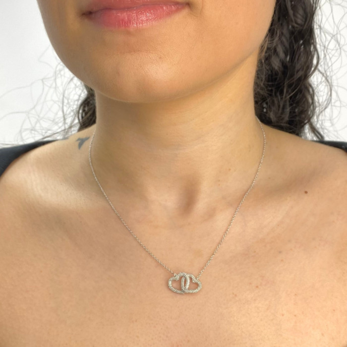GARGANTILLA EN PLATA CORAZONES ENTRELAZADOS 2
