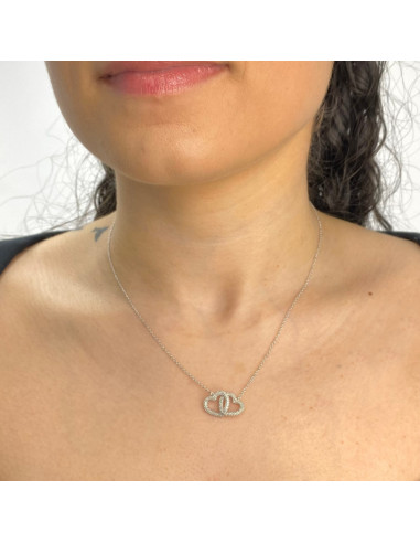 GARGANTILLA EN PLATA CORAZONES ENTRELAZADOS