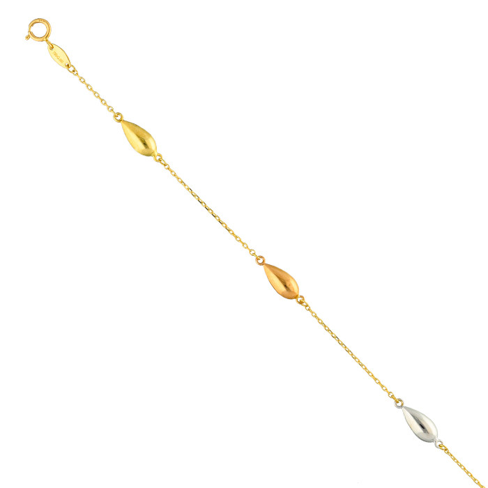 PULSERA EN ORO TRICOLOR GOTA MALLA FORSA