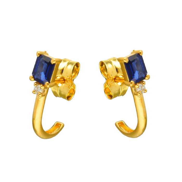 PENDIENTES EN ORO CON DIAMANTE TALLA BRILLANTE ZAFIRO GARRA