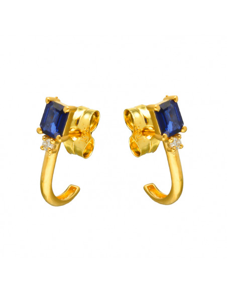 PENDIENTES EN ORO CON DIAMANTE TALLA BRILLANTE ZAFIRO GARRA