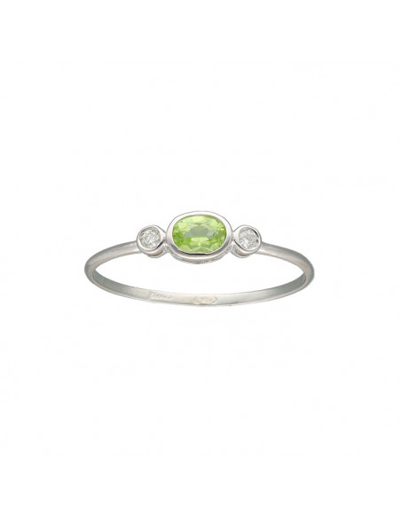 ANILLO EN ORO BLANCO CON DOS DIAMANTES TALLA BRILLANTE Y TOPACIO