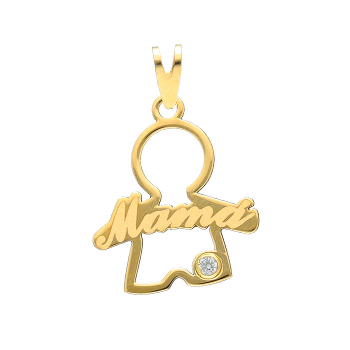 COLGANTE EN ORO SILUETA DE NIÑO LOGO MAMA
