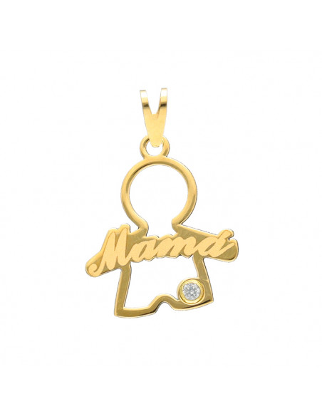 COLGANTE EN ORO SILUETA DE NIÑO LOGO MAMA
