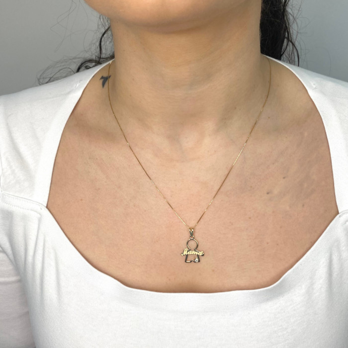 COLGANTE EN ORO SILUETA DE NIÑO LOGO MAMA 2
