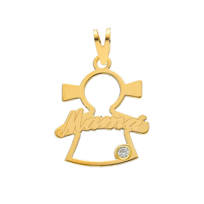 COLGANTE EN ORO SILUETA DE NIÑA LOGO MAMA