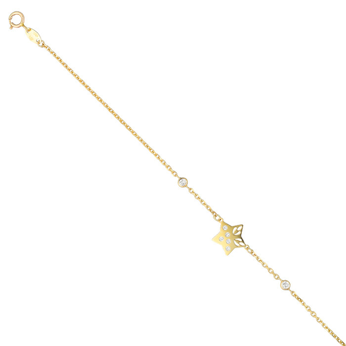 PULSERA EN  ORO ESTRELLA CON CIRCONITAS BLANCAS