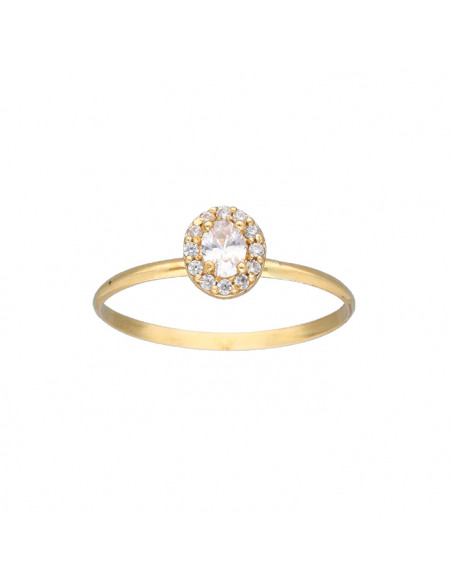 ANILLO EN ORO ROSETA OVALADA CIRCONITAS BLANCAS