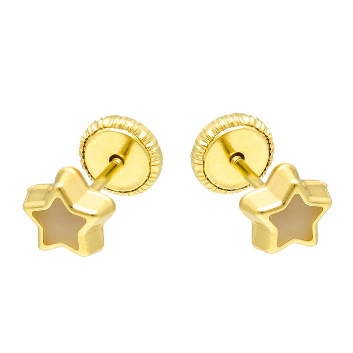 PENDIENTES EN ORO ESTRELLA NACAR