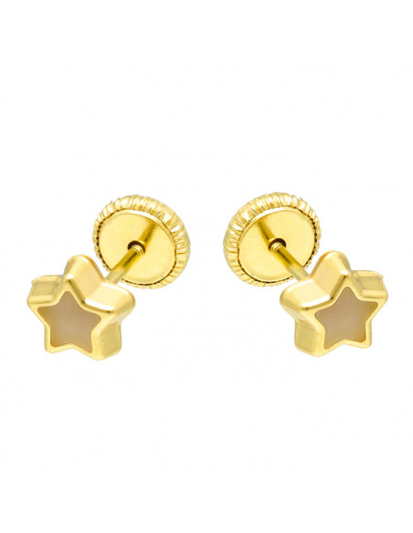 PENDIENTES EN ORO ESTRELLA NACAR
