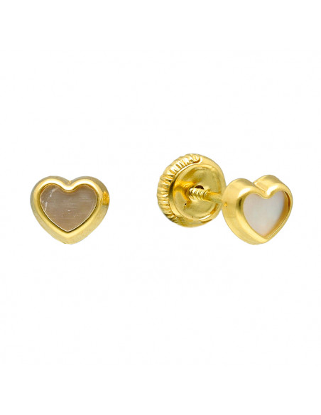 PENDIENTES EN ORO CORAZON NACAR